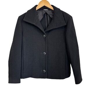 MaxMara Womens Wool Blend Long Sleeve Button Up Jacket Size 8 Black Pocket